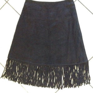 NOORA New Ladies Black Leather Skirt Celebrity Runway Genuine Lambskin Suede Leather Tiered Layer Fringe Tassel Skirt Midi Pencil WA39