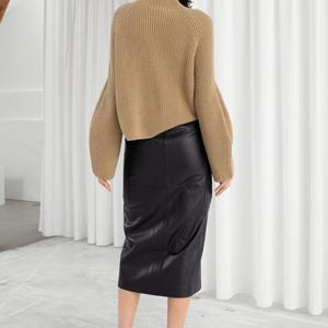 NOORA Handmade Women's Lamb Skin ,Leather skirt , Leather Outfit, Leather skirt , Women's Full Leather skirt, Genuine Leather skirtSJ294