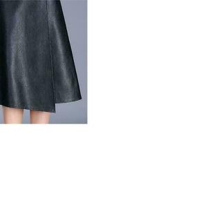 NOORA New Handmade Women Natural Lambskin Leather Knee length Black Skirt Women Formal Wear WA107