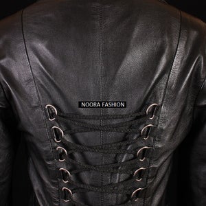 NOORA Black Lambskin  Leather Trench Coat Women's Long Overcoat Winter Jacket ,designer trench coat, celebrity Coat