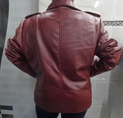 Noora Women's Maroon Lambskin Leather Jacket |Motorcycle Slim Fit Designer Biker Jacket | Western Wear Leather Jacket |