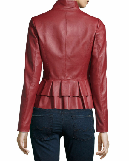  Women's Red Leather Blazer Jacket | Noora International