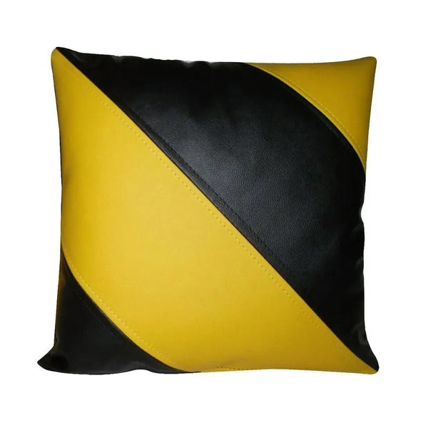 Noora Lambskin Leather Cushion Cover, Yellow & Black, Decorative Throw Pillow Cover, Home & Living Decor, Housewarming Gifts SN016