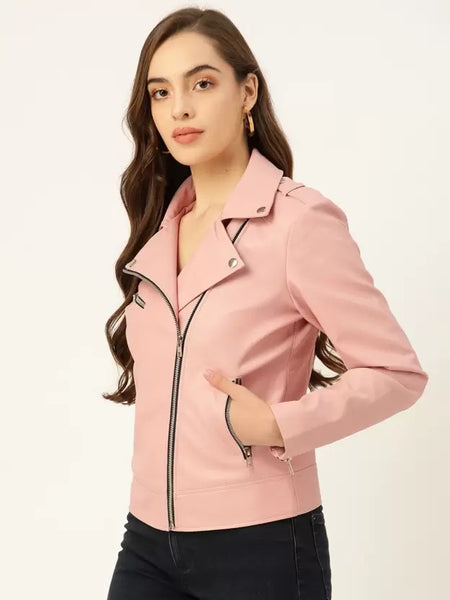 Noora Stylish Women's BABY PINK JACKET Full Sleeve Solid Bike Riding Jacket | Best Gift for Her |  SN017