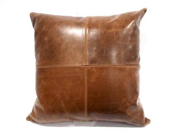 Noora Lambskin Leather Cushion Cover & Pillow Cover, Sofa Cushion Case, Decorative Throw Cover for Bedroom, Square Pillow case - TAN UN232