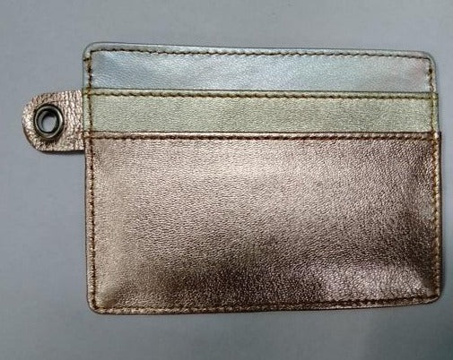 Noora Customize Handmade Metallic leather Card Holder  Colour Combination Silver, Gold , Rose gold metallic UN562