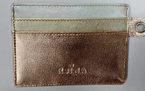 Noora Customize Handmade Metallic leather Card Holder  Colour Combination Silver, Gold , Rose gold metallic UN562