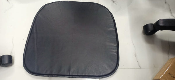Lambskin Leather BLACK ROUND CHAIR PAD | Curvy Shape Rounded Edge Chair Pad |Dining Seat Pad for Home and Office