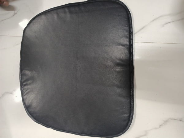 Lambskin Leather BLACK ROUND CHAIR PAD | Curvy Shape Rounded Edge Chair Pad |Dining Seat Pad for Home and Office