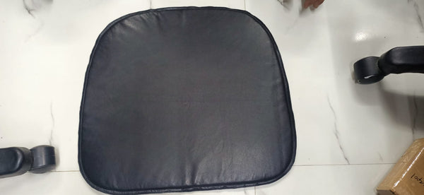 Lambskin Leather BLACK ROUND CHAIR PAD | Curvy Shape Rounded Edge Chair Pad |Dining Seat Pad for Home and Office