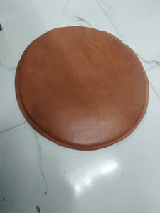 Noora Lambskin Leather ROUND TAN CHAIR Pad | Rounded  Shape  Chair Pad |Dining Seat Pad for Home and Office | Housewarming Gifts |  SN02