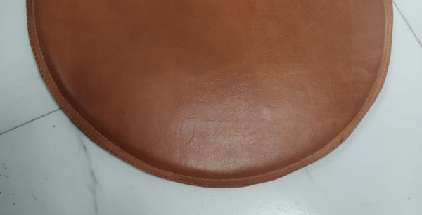 Noora Lambskin Leather ROUND TAN CHAIR Pad | Rounded  Shape  Chair Pad |Dining Seat Pad for Home and Office | Housewarming Gifts |  SN02