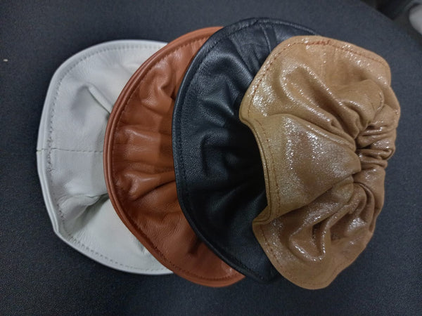 Noora Soft Leather Hair Scrunchies for Women Elastic Hair Bands with Solid Color Classy Black Ponytail Holders for Thick Hair Strong Hair Tie