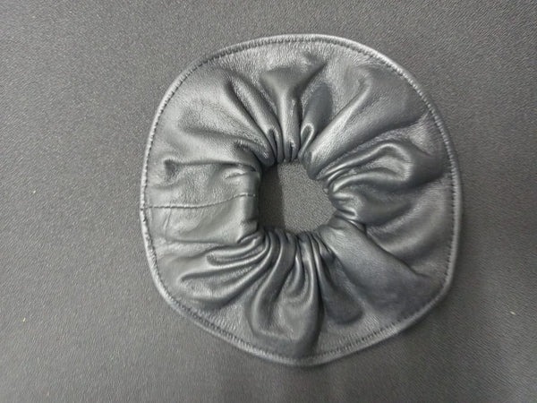 Noora Soft Leather Hair Scrunchies for Women Elastic Hair Bands with Solid Color Classy Black Ponytail Holders for Thick Hair Strong Hair Tie