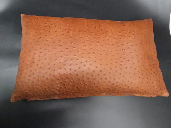 Noora Ostrich Print Tan Leather Cushion Cover | Home & Living Decor | Rectangle Shape Throw Pillow Cover | Housewarming Decor | JS44