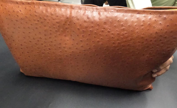 Noora Ostrich Print Tan Leather Cushion Cover | Home & Living Decor | Rectangle Shape Throw Pillow Cover | Housewarming Decor | JS44