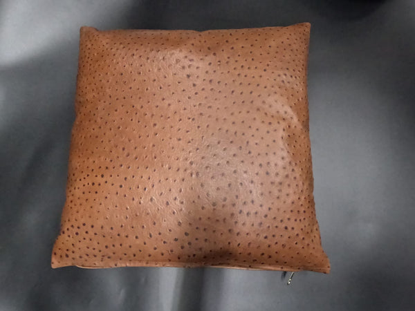 NOORA Ostrich Print leather Pillow Cover Square Tan Brown Leather Pillow Cover Decorative Throw Covers for Living Room & Bedroom Home Décor | JS45