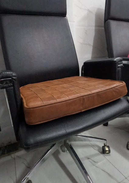 Noora Lambskin LEATHER SEAT CUSHION - MANGO TAN Seat Cushion for Bench - Thickness 2" ( 5cm) - Leather Chair Pad -JS46