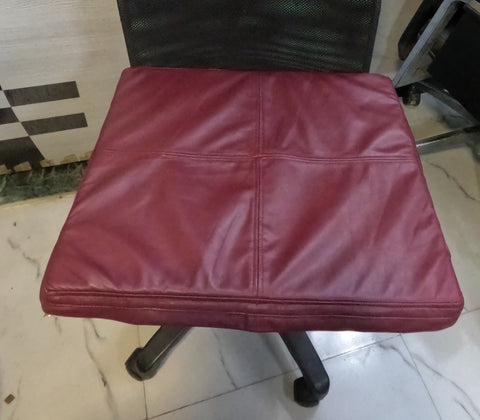 Noora Lambskin Leather Seat Cushion Cover |Sofe Seat Cushion Cover, SQUARE Bench Floor Seat Cushion Cover - BURGUNDY