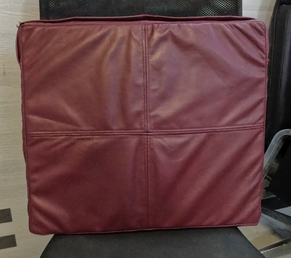 Noora Lambskin Leather Seat Cushion Cover | Dining Cushion Cover, Table Seat Cushion Cover, SQUARE Bench Floor Seat Cushion Cover, Customized Leather Pet Bed - BURGUNDY SN028