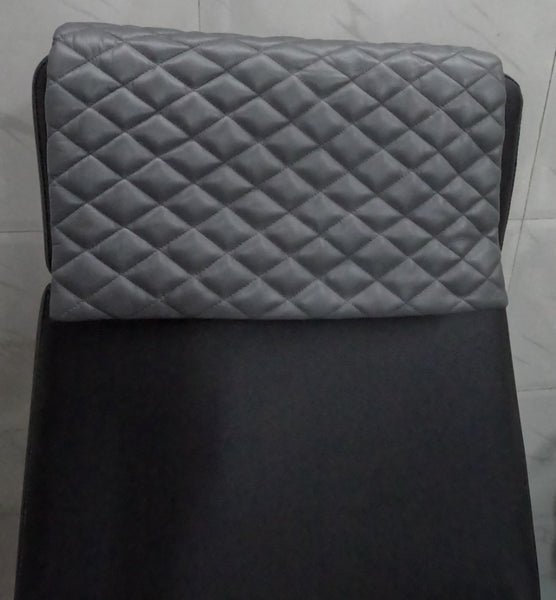 Noora Lambskin Leather Headrest Cover, QUILTED Furniture Protector, Loveseat Theatre Seat Cover, Leather Recliner  Slipcover - GREY  SN033