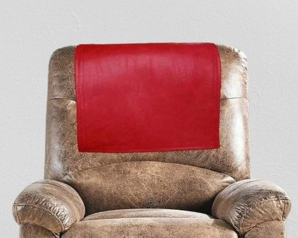 Noora Lambskin Leather Headrest Cover, Furniture Protector, Loveseat Theatre Seat Cover, Leather Recliner  Slipcover - Red SN035