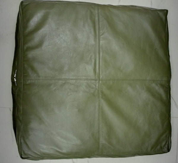 Noora Lambskin Leather Seat Cushion Cover | Olive Green Leather Seat Cover | Rectangular Bench Floor Seat Cushion Cover | Table Seat Cover | Decorative Bedroom | Housewarming Gift | Sofa Cushion Case | Home & Living Decor | SK17
