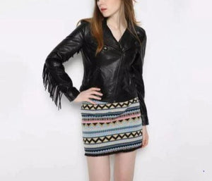 Fringe Sleeve Leather Jacket | Leather Jacket | Noora International
