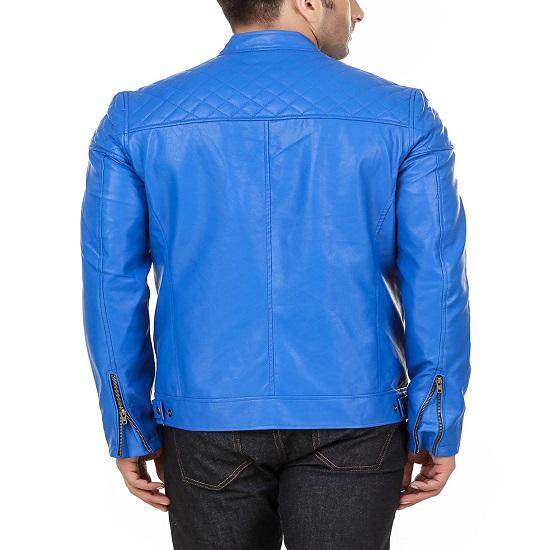 Noora Real Men's Lambskin Leather Jacket Men's Slim fit Genuine Biker Blue Leather Jacket Best Gift for Him SK 09