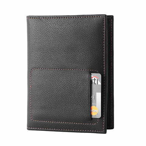 NOORA 100% personalized wallet for men's , Genuine BLACK Leather Passport and Card Holder Travel Wallet , Men's Gift - SK4