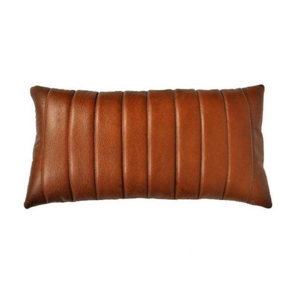 Noora Leather Cushion Cover & Pillow Cover, Decorative Accent Throw Cover for Bedroom, Sofa Rectangular Cover - Brown YK15