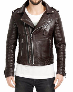Noora New Lambskin Men Dark Brown Leather Jacket, Quilted Biker Jacket | Western Style Designer Jacket YK0233