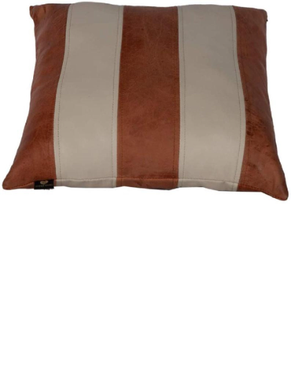 NOORA 100% Lambskin Leather Tan & Beige Pillow Cover, Decorative Throw Cover For Living Room, Bio Color Designer Cover YK89