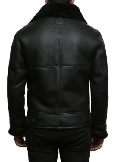 Noora Mens Lambskin Leather Black Biker Racer Jacket With Belted Fur Collar | Black Leather Jacket With Branded YKK Zipper Closure SU0635
