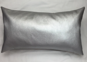 NOORA 100% Real Lambskin Leather Cushion Cover, Housewarming Metallic Silver Rectangle Pillow Cover,Home Decor YK90