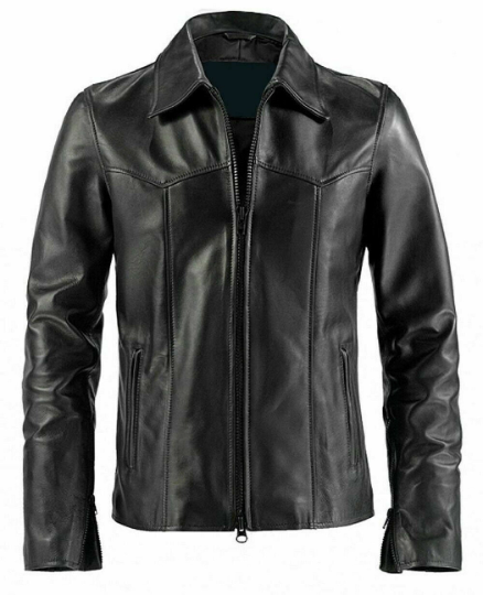 Noora New Men's 100%  Black Lambskin Leather Biker Racer Jacket With Zipper & Pocket Casual Black Leather Jacket SU0143