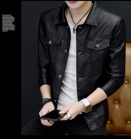 NOORA Mens Lambskin Shiny Black Leather Shirt Style Jacket | Casual Party Shirt  YK078