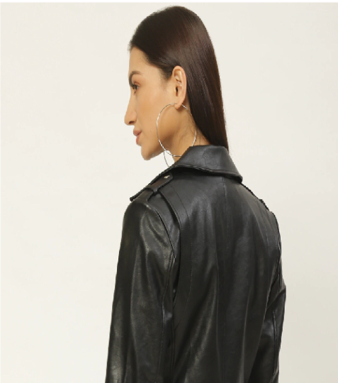 Noora New Women's 100%  Real Lambskin Leather BLACK BIKER JACKET With Zipper & Pocket YK01