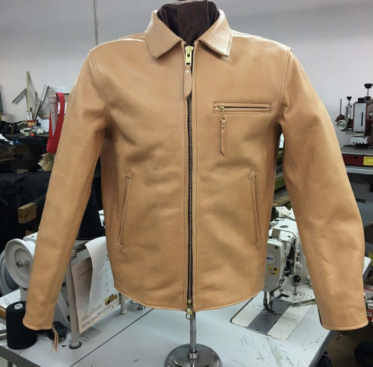 Noora Mens Lambskin Leather Classic Beige Color Winter Fashion Leather Jacket With Black Zipp Closure| café Racer Leather Jacket SU0131