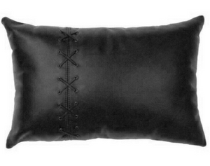 Noora Leather Rectangle Pillow Cushion Cover|Criss Cross Laced Lumbar Decorative Luxury CoverYK78