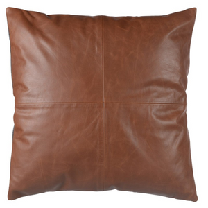NOORA 100% Lambskin leather pillow cover, Square Dark Tan Brown Leather Pillow Cover, Living Decor,Throw Cover YK80