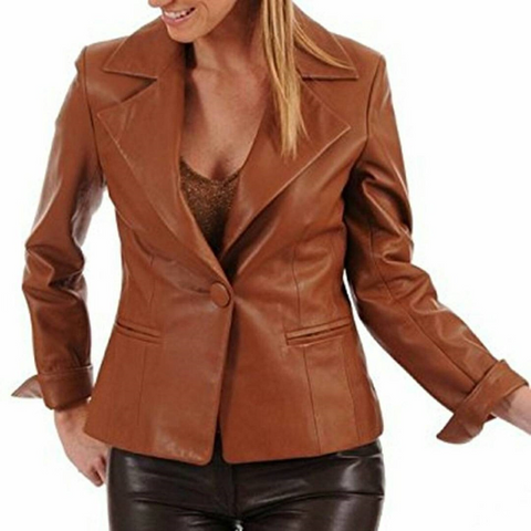 Women's Leather Blazer Brown | Brown Blazer | Noora International