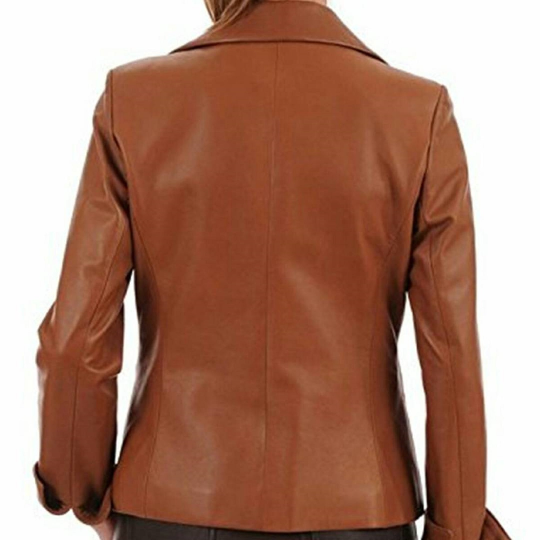Women's Leather Blazer Brown | Brown Blazer | Noora International