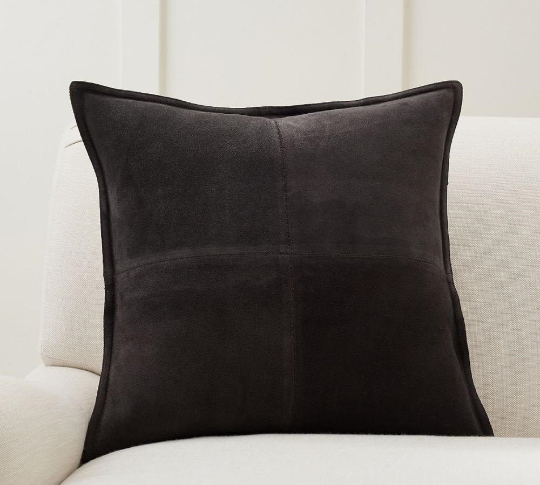 Noora Suede Leather Cushion Covers, Black Pillow Cover, Decorative Accent Throw Cover,  Home & Living Decor, Housewarming Gifts YK81