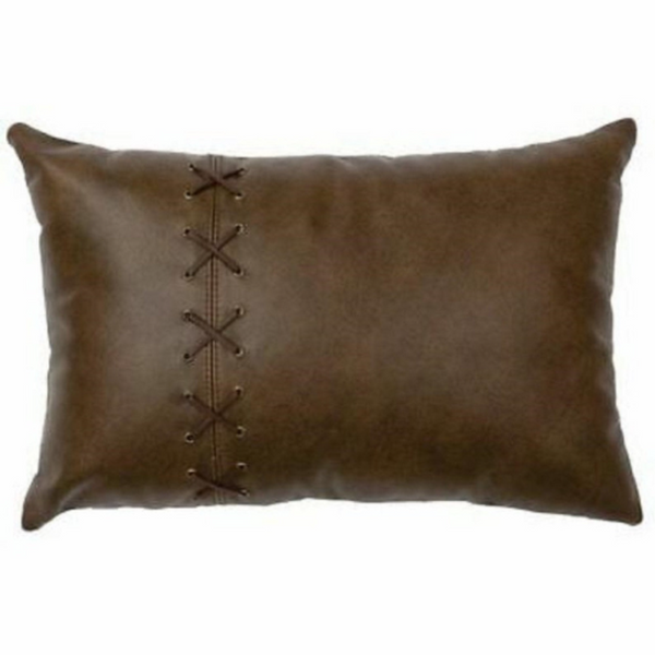 Noora Leather Rectangle Pillow Cushion Cover|Criss Cross Laced Lumbar Decorative Luxury CoverYK78