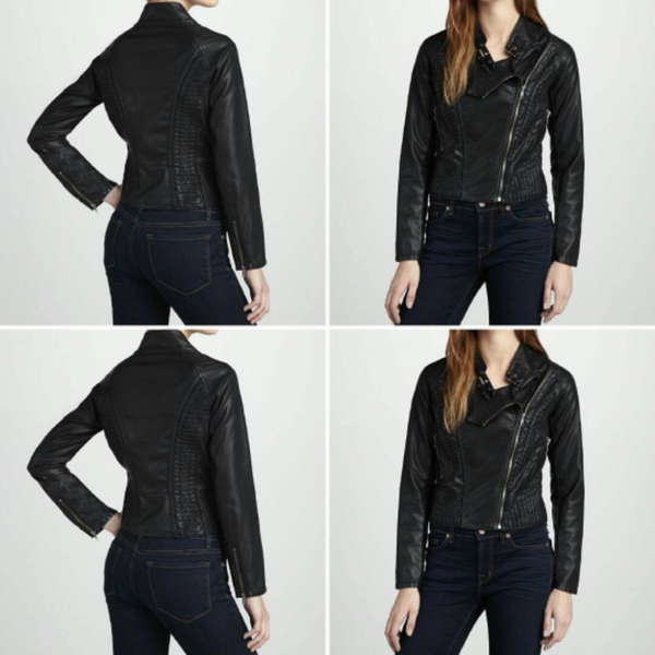 Noora New Women's Genuine BLACK Lambskin Leather BIKER JACKET Quilted Designer Jacket With Zipper YK39