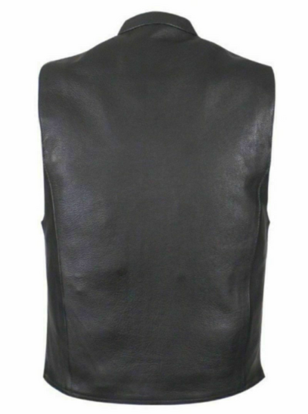 NOORA Black  Classic Waist Coat For Men Lambskin Leather Sleeveless Biker Waist Coat With Pocket | SU080