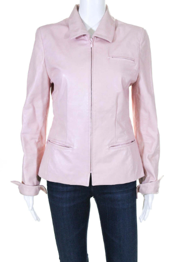 Noora NEW Womens Leather holiday jacket Vintage Motorcycle Jacket Coat BABY Pink Brand women jacket ST0223