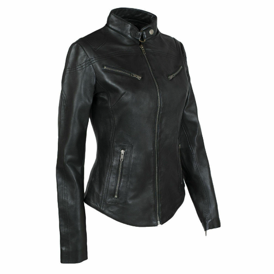 Noora Women's & Girls Leather jacket, Ladies Black Leather Biker Jacket, Casual Slim Fit Jacket, Glossy Party Jacket YK17