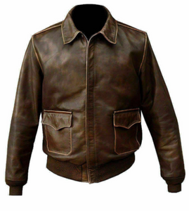 Noora Mens Antique Brown Bomber Leather Jacket With Branded YKK Zipper | Dark Brown Biker Bomber Leather Jacket SU0101